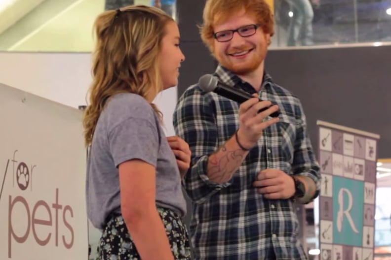 Ed Sheeran Surprises a Teen Fan at the Mall | Video | POPSUGAR Entertainment