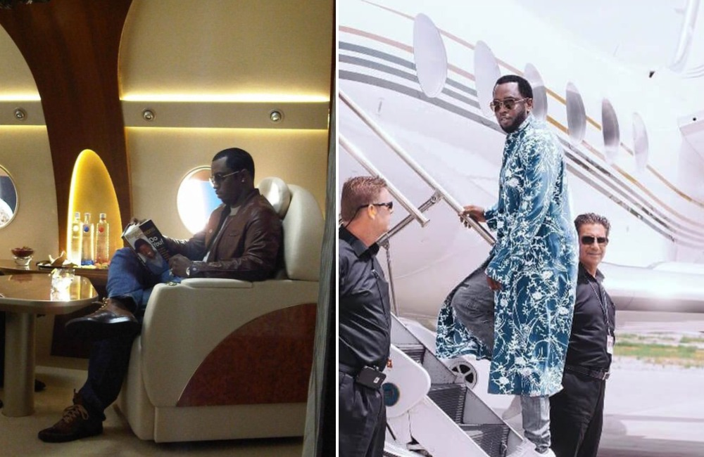 Sean Combs with his private jet