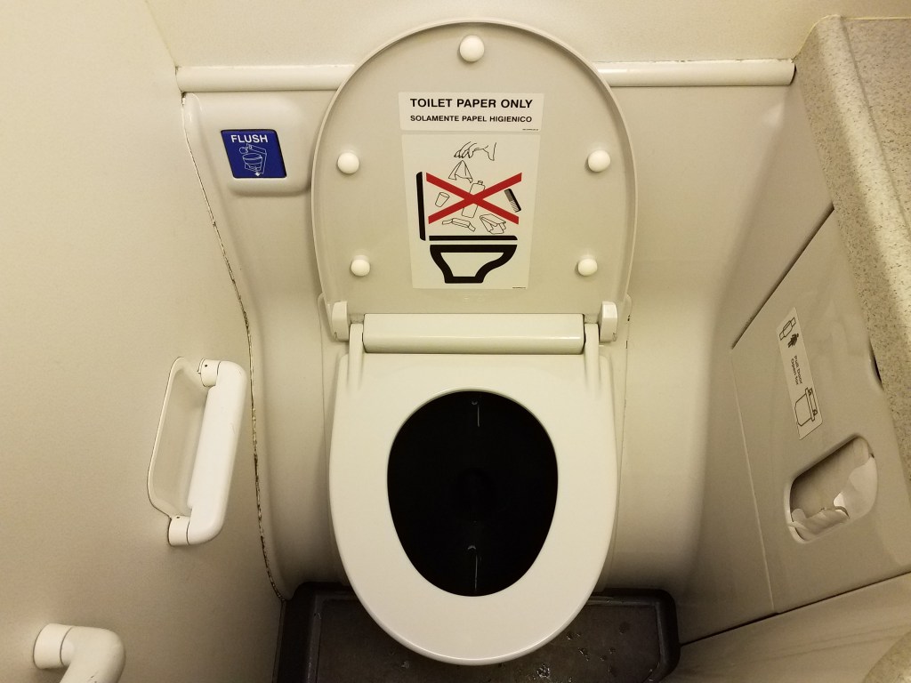 A lavatory toilet.