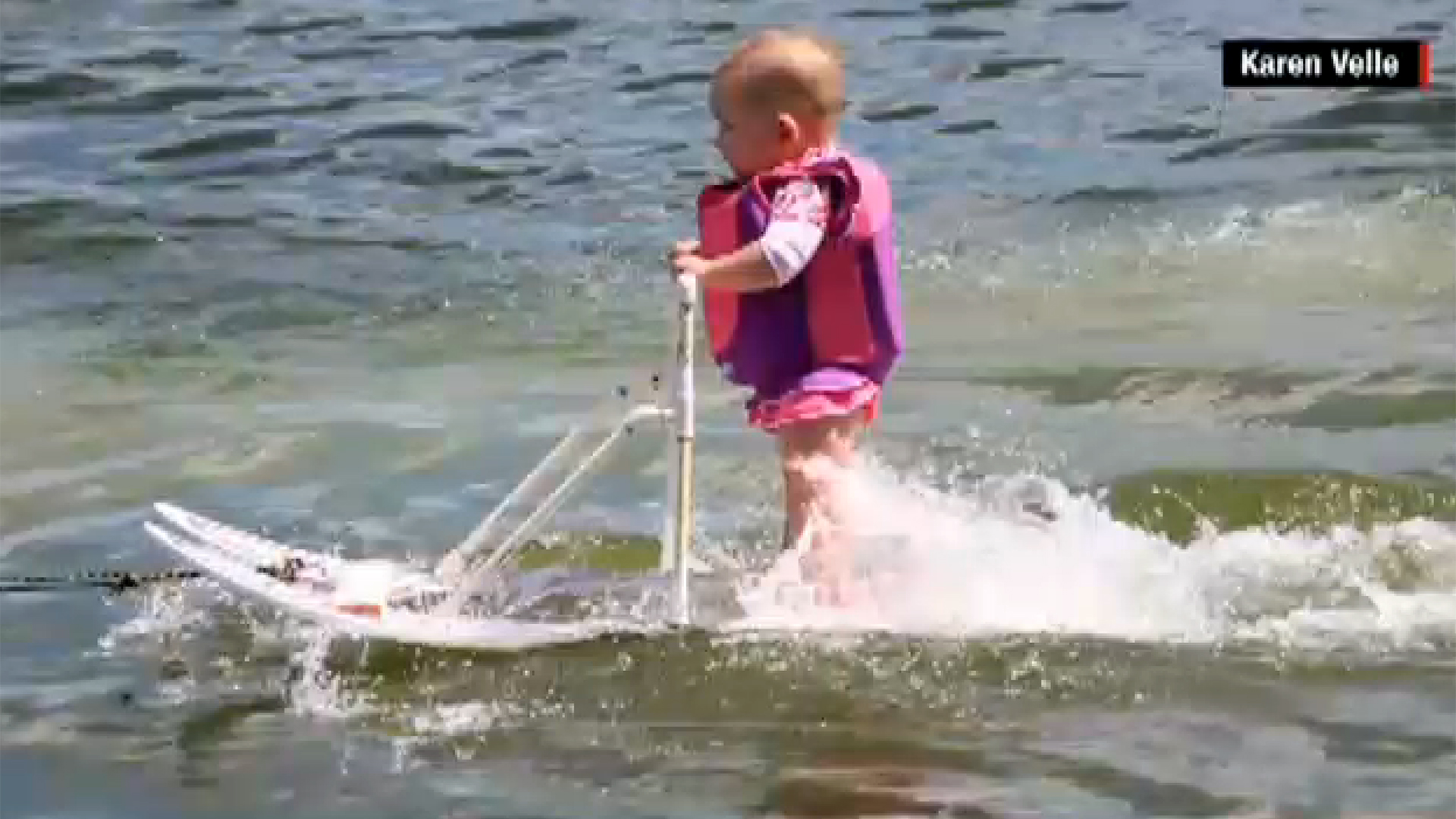 Watch this 6-month-old baby water ski