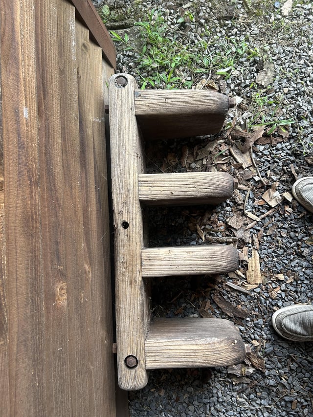 r/whatisthisthing - Wooden bench with a hole in the middle. The bolts go all the way through the legs and it is very heavy. Found in the basement of an old farm house