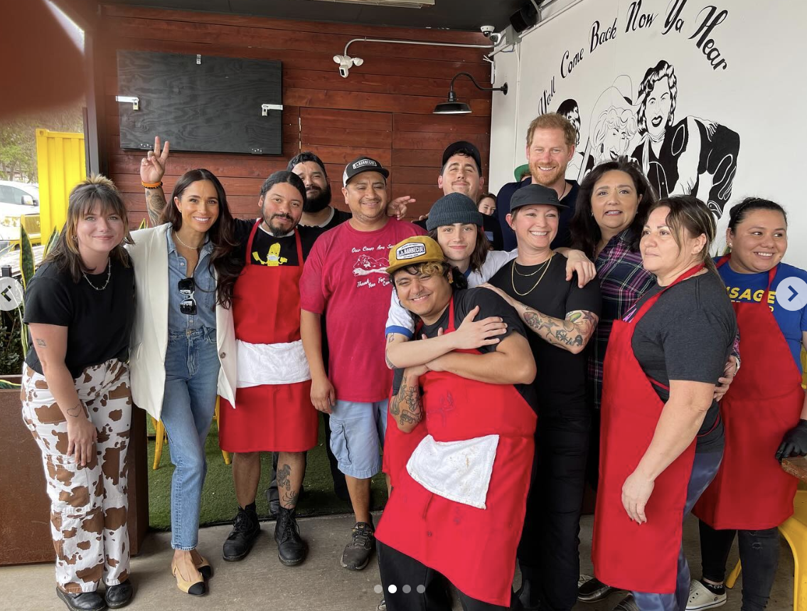Meghan Markle, La Barbecue staff members, and Prince Harry as seen in an Instagram post dated March 9, 2024 | Source: Instagram.com/la_barbecue/