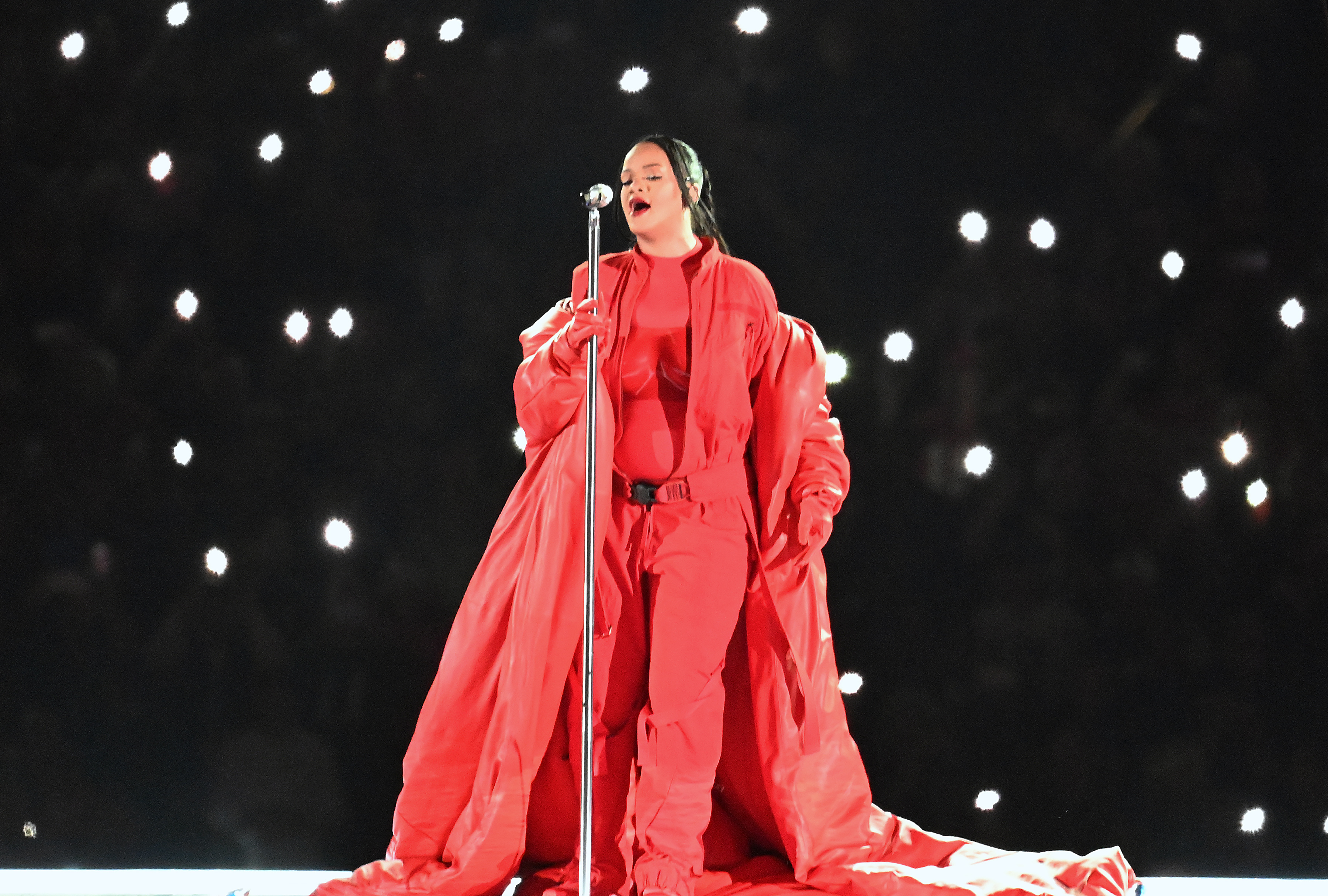 Rihanna performing at the Superbowl Halftime Show in 2023 | Source: Getty Images