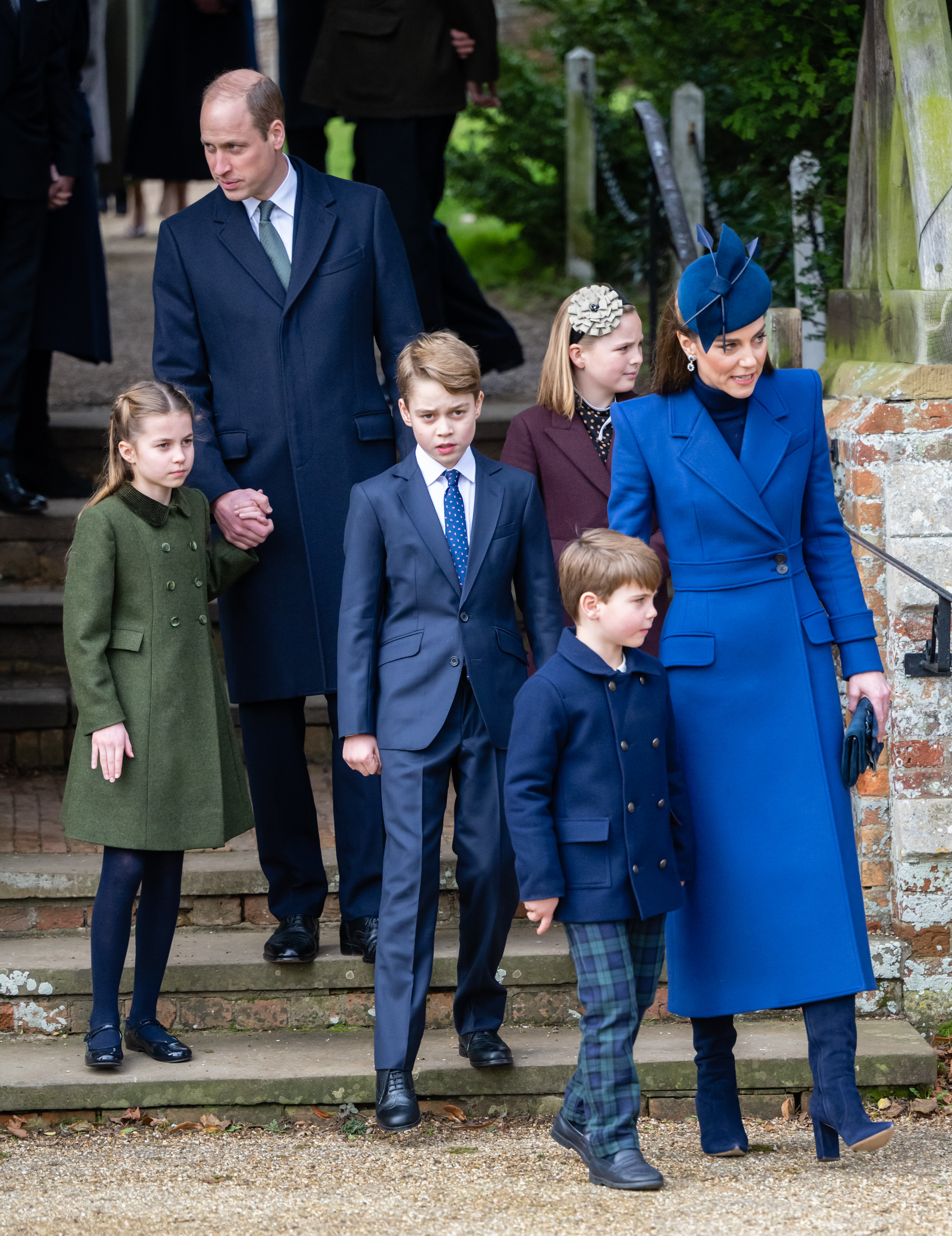 The Prince and Princess of Wales with their three children during the festivities on Christmas morning at Sandringham on December 25, 2023 | Source: Getty Images