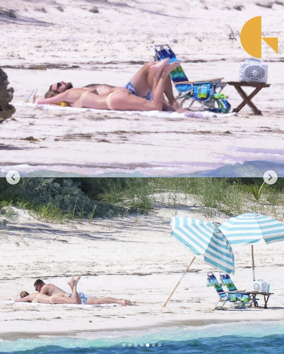 Travis Kelce and Taylor Swift soaking up some sun in the Bahamas on March 21, 2024 | Source: Instagram/backgrid_usa