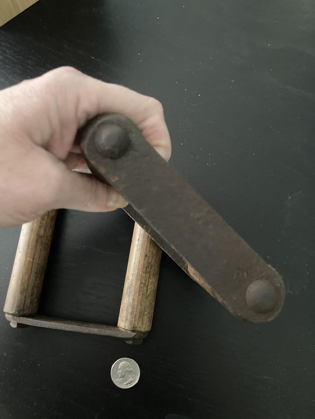 r/whatisthisthing - Found these at a flea market. The metal pieces are riveted on. Any idea what these were used for?